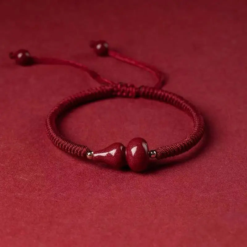Pure Handmade  Zhu Sha Fu Lu Gourd Rope Bracelet Year Of Destiny Red Safe Hand Children Adults Men And Women Woven With Good Mea